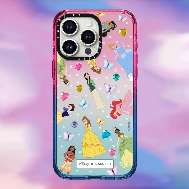 CASECASE X Disney Princess Case Black Edge Peach Haze Cotton Candy Collection Color Clear Hard Case Impact Case cho Apple IPhone 12 13 14 15 16 Pro Max Plus có hộp