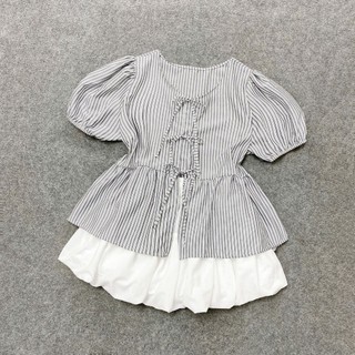 Set Áo Váy Bigsize Nữ Áo Babydoll Tay Phồng Kèm Chân Váy Bí Bồng Xòe (A190+CV413/Q500)
