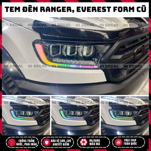 Tem dán đèn ford Ranger Everest 2019 - 2021, tem Decal đổi màu dán đèn ranger Everest form cũ, tem trang trí đèn