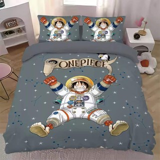 ONE PIECE Luffy 3IN1 Ga trải giường Vỏ chăn gối Bộ chăn ga gối Phòng ngủ gia đình Bộ đồ Anime có thể giặt được