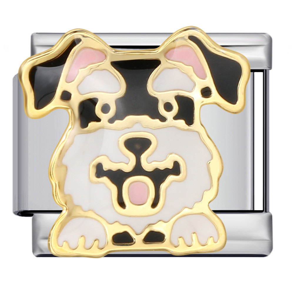 Dễ Thương Husky Corgi Collie Thú Cưng Chó Series Thép Titan Hàn Mạ Vàng Nhỏ Giọt Dầu Ý Mô Đun Vòng Tay