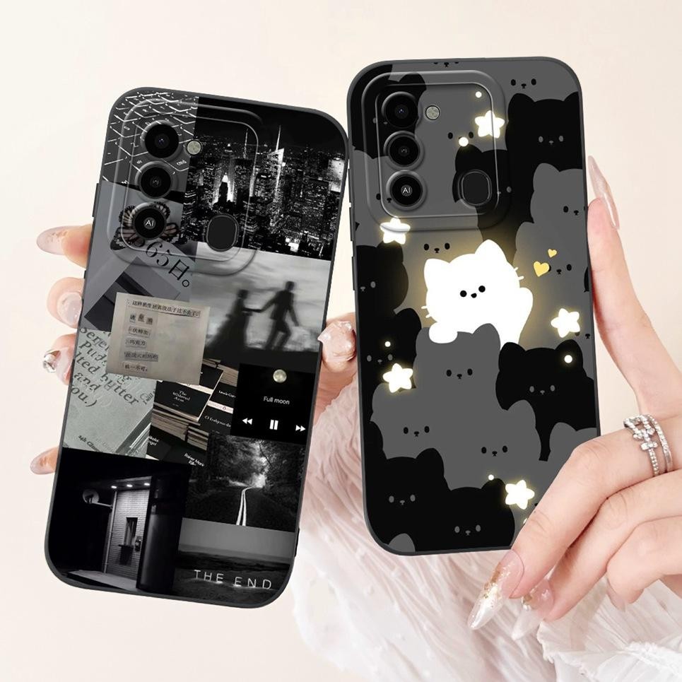 Ốp Điện Thoại Tecno Spark 8C KG5j KG5k Saprk 9 KG5p Spark GO 2022 Vỏ Silicon Mềm Gấu Trúc Mèo Hoạt Hình Vỏ Hoa