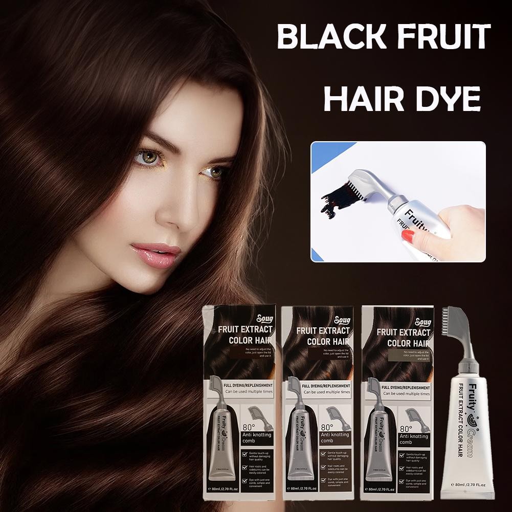 Tình HỌC Thuốc Nhuộm Tóc Trái Cây Đen & Nâu Lâu Dài Màu Nhẹ 80ml Thuốc Nhuộm Tóc Y2z9