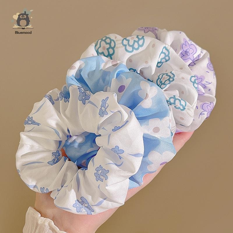 [Bluemood] Nhẫn buộc tóc rộng viền ren in thanh lịch dành cho nữ Cô gái Dây buộc tóc ngọt ngào Dây buộc tóc đa năng dễ thương Phụ kiện tóc thời trang Mới