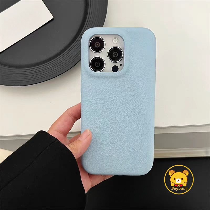 Vỏ Mềm Da Đơn Giản Cảm Giác Lychee Cho iPhone 13 Pro Max 12 Mini 11 Pro Max XR 12ProMax 13Mini Vỏ Điện Thoại Chống Rơi Thời Trang Vỏ Kinh Doanh Thoáng Mát