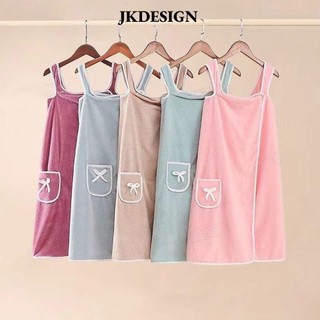 Jkdesign Khăn tắm có thể đeo được, Áo choàng tắm nơ sợi nhỏ, có thể điều chỉnh thấm hút với túi váy tắm mềm du lịch