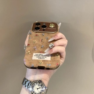 Sang Trọng Sa Mạc Vàng Cửa Sổ Lớn Toàn Màn Hình Hoa Nhỏ Điện Thoại Di Động Cho iPhone16 15 14 13 12 11 Pro Max Chống Sốc Bảo Vệ Camera Ốp Lưng Mềm Chống Rơi