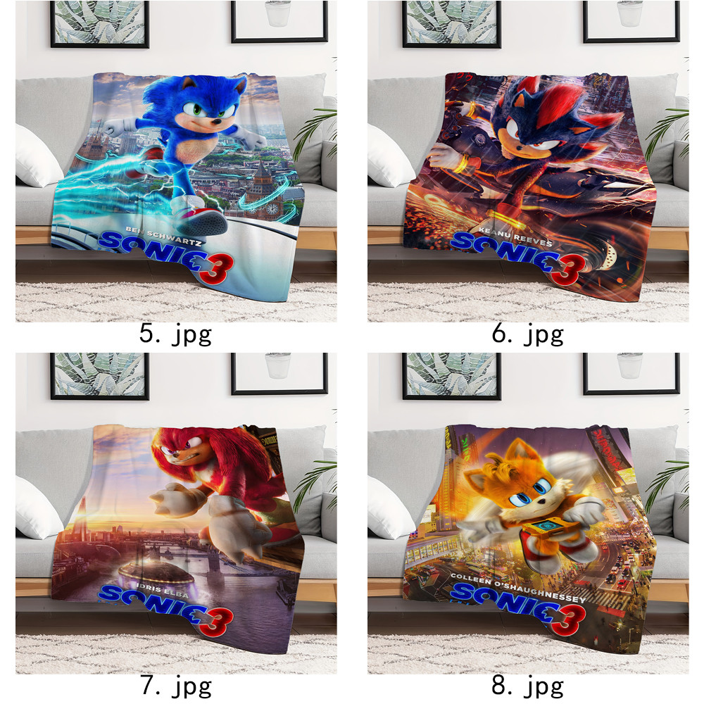 Sonic The Hedgehog 3 Flannel Chăn Một Mặt In Flannel Chăn Điều Hòa Không Khí Chăn