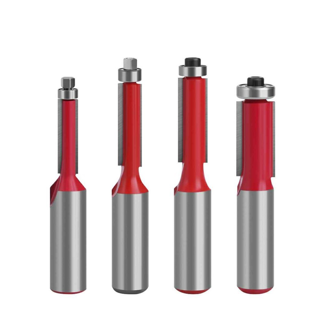 Mũi phay gỗ thẳng có bi mũi soi lấy nền Đỏ cốt 6.35mm