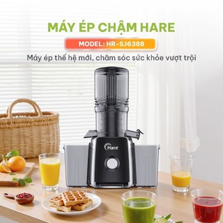 Máy ép chậm Hare HR SJ6388 công suất 300W 2 cốc chứa, ép kiệt 99% bảo hành 12 tháng