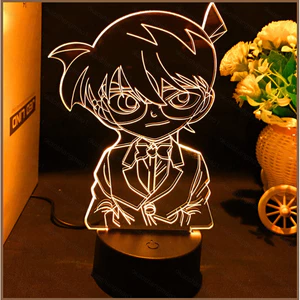 HK1 Thám Tử Lừng Danh Conan Đèn Ngủ Anime 3d Đèn Acrylic Từ Xa LED Sạc USB Hoạt Hình Chiếu Sáng Mouri Ran Trang Trí Nhà Gi