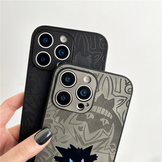 Ốp điện thoại thời trang retro da cừu laser mát mẻ Geng ma hoạt hình cho iPhone 16 15 14 13 12 11 Pro Max