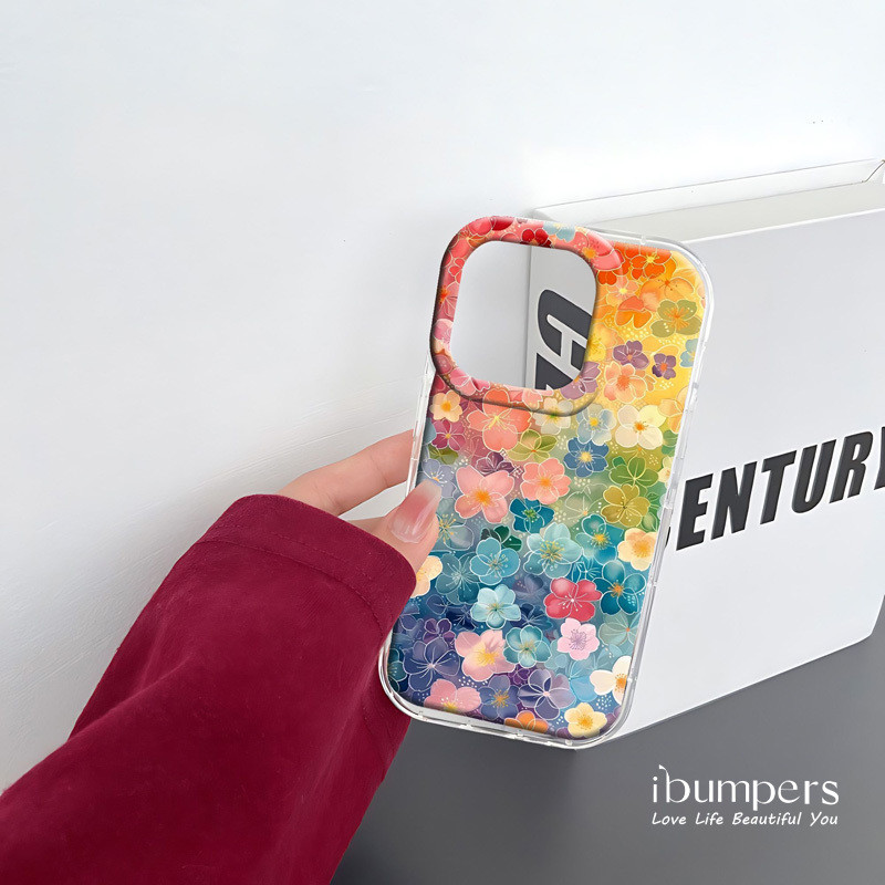 ibumpers Ốp Điện Thoại iPhone Hình Hoa Tuyệt Đẹp Cho IPhone 16 15 14 12 13 11 Pro Max IP 7 8 Plus X XS XR Mẫu Sóng Ốp Lưng Trong Suốt Dày Dặn TPU Mềm Chống Sốc