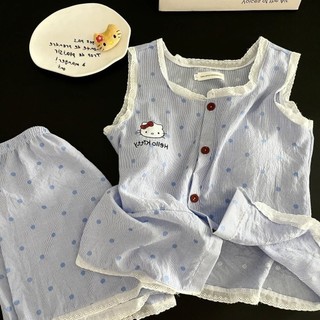 Ren Dễ Thương hellokitty Bộ Đồ Ngủ Nữ Mùa Hè Mới Sling Quần Short Mùa Hè Nhà Quần Áo Phù Hợp Với Mặc Ngoài