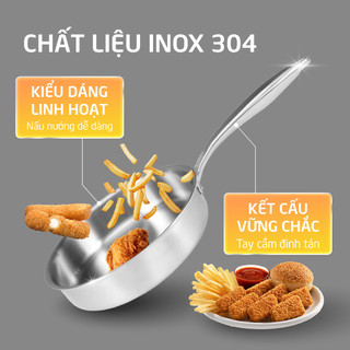Chảo inox cạn lòng Hare 5 lớp liền khối chống dính tự thân, đa dạng kích thước, bảo hành 12 tháng