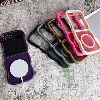Ốp điện thoại Ranslucent từ tính cho Samsung Galaxy Z Flip 7 Z Flip 6 Z Flip 5 Z Flip 4 / 3 Vỏ khung gợn sóng xoăn