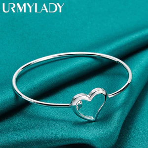 URMYLADY - Lắc tay bạc 925 hình trái tim mịn, trang sức thời trang dành cho nữ
