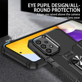 Dành Cho Samsung A73 5G Ốp điện thoại PC Cứng Lưng Mềm TPU Edge Bảo Vệ Camera Nhẫn Giá Đỡ Chân Đế Chống Sốc Mỏng Bao Da
