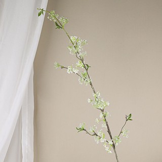 Cành hoa tuyết liễu nhân tạo từ cao su và hoa lụa trang trí phong cách cổ điển cao 80 cm thân giả mốc giống hệt thật