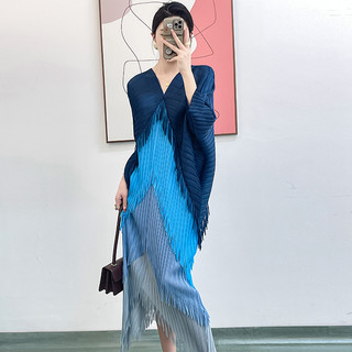 Miyake Xếp Ly Viền Chuyển Đổi Mùa Xuân Phong Cách Mới Tương Phản Màu Sắc Thời Trang Mỏng Hơn Nhìn Một Bước Mông...