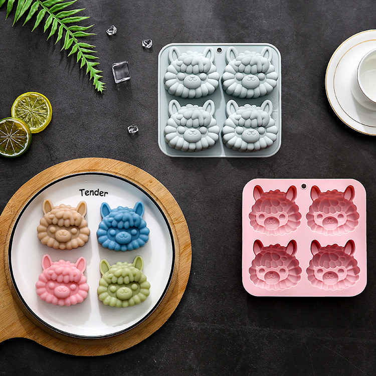 4 Khoang Alpaca Mô Hình Khuôn Silicon Mousse Bánh Epoxy Tráng Miệng Pudding Socola Thơm Thạch Cao Xà Phòng Handmade DIY Dụng Cụ Nướng