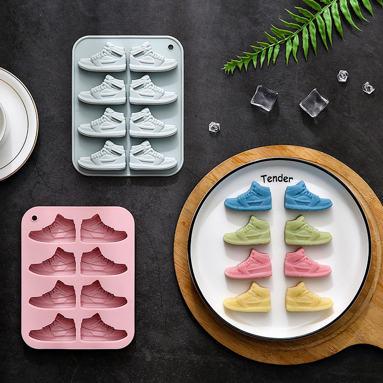 8 Khoang Sneaker Mô Hình Khuôn Silicon Khuôn Socola Fondant Jelly Epoxy Ice Cube Khuôn Silicon DIY Dụng Cụ Nướng Bánh * - * &
