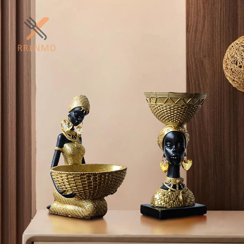 Rrlnmd Bộ Lạc Châu Phi Người Phụ Nữ Các Bức Tượng Nhỏ Đen Trang Trí Để Bàn Điêu Khắc Trang Trí Nhà Cửa Phụ Kiện MỚI