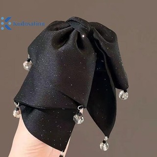 Kudosation Nhiều Lớp Nơ Hạt Đuôi Ngựa Kẹp Nữ Pháp Thanh Lịch Kẹp Tóc Phụ Kiện Tóc