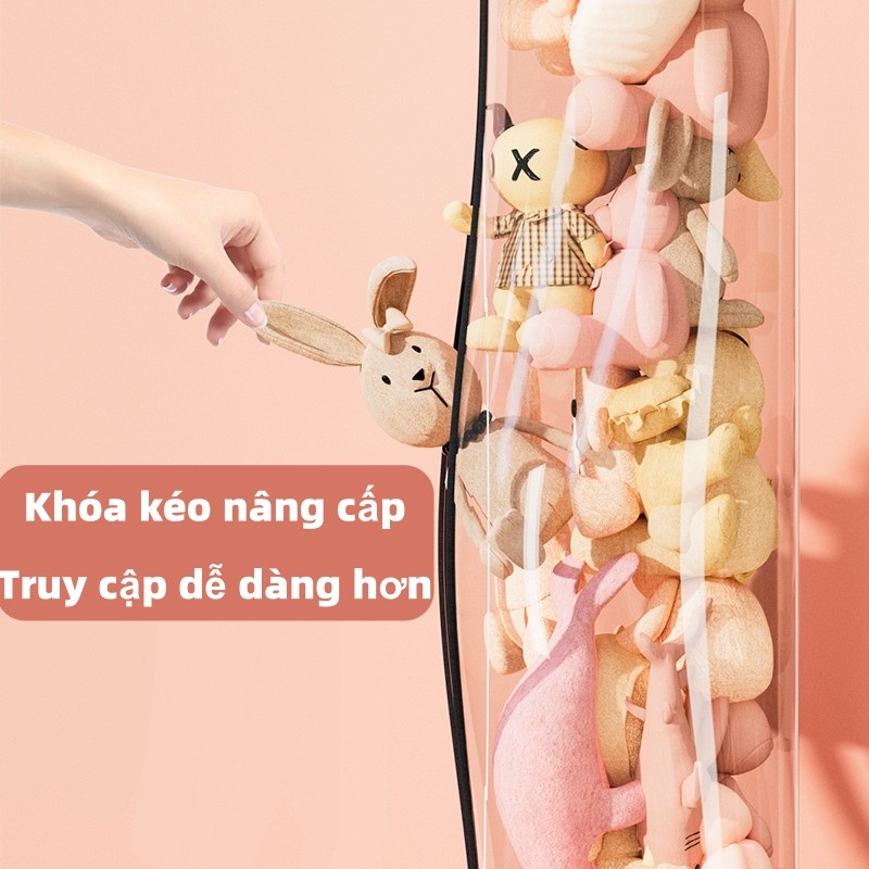 Hộp Đựng Đồ Chơi Thú Nhồi Bông Em Bé Bằng PET Có Khóa Kéo Dễ Sử Dụng Chống Bụi Hình Trụ Sang Trọng