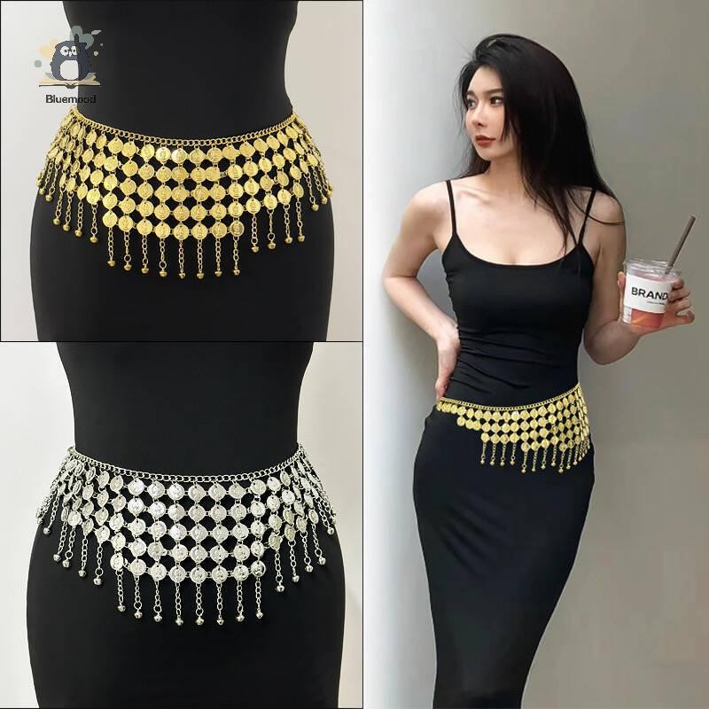 [Bluemood] Dây đeo thắt lưng nhiều lớp múa bụng Phụ nữ mới Dây xích cơ thể sel Dây chuyền kim loại dân tộc Bohemian Mới