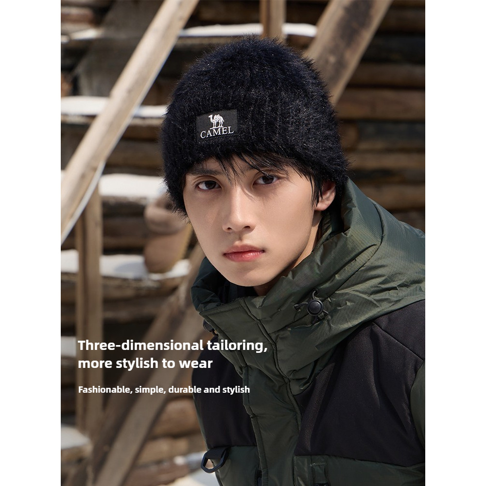Ảnh Camel CROWN Lông Dệt Kim Mũ Nữ Giả Lông chồn Chống Lạnh Bịt Tai Dày Mũ Ấm Áp 3