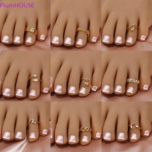Plumhouse Nhẫn Ngón Chân Vàng 18K Có Thể Điều Chỉnh Cho Nữ Đi Biển Mở Ngón Nhẫn Hoa Mũi Tên Đuôi Pinky Ban Nhạc Nhẫn Chân Trần Trang Sức VN