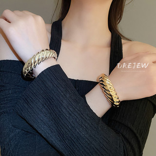 [Drejew] Vòng tay hở sọc gợn sóng không đều Châu Âu và Hoa Kỳ Vòng tay khí chất cá tính retro đơn giản mới trang sức tay phụ nữ