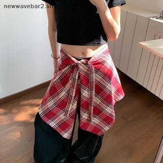 [Mới] Váy quấn ngắn viền sọc không đều ca rô dành cho nữ Váy nhiều lớp thời trang và đa năng.
