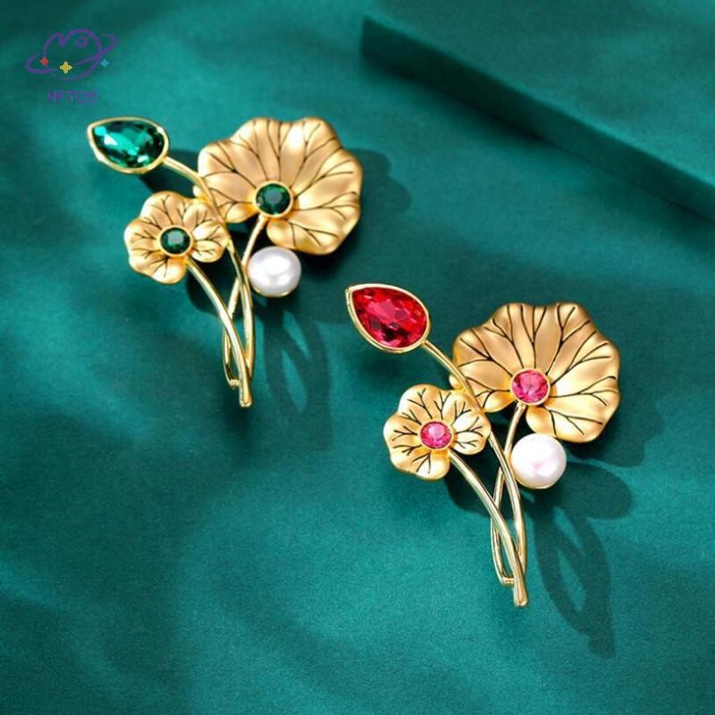 HFTOY Thời Trang Tinh Tế Lá Sen Hoa Thổ Cẩm Dành Cho Nữ Quần Áo Áo Áo Trang Sức Phụ Kiện Quà Tặng ~