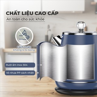 Ấm đun nước siêu tốc Hare HR KE1828 dung tích 1.8L công suất 1800W, thân ấm 2 lớp, bh 12 tháng