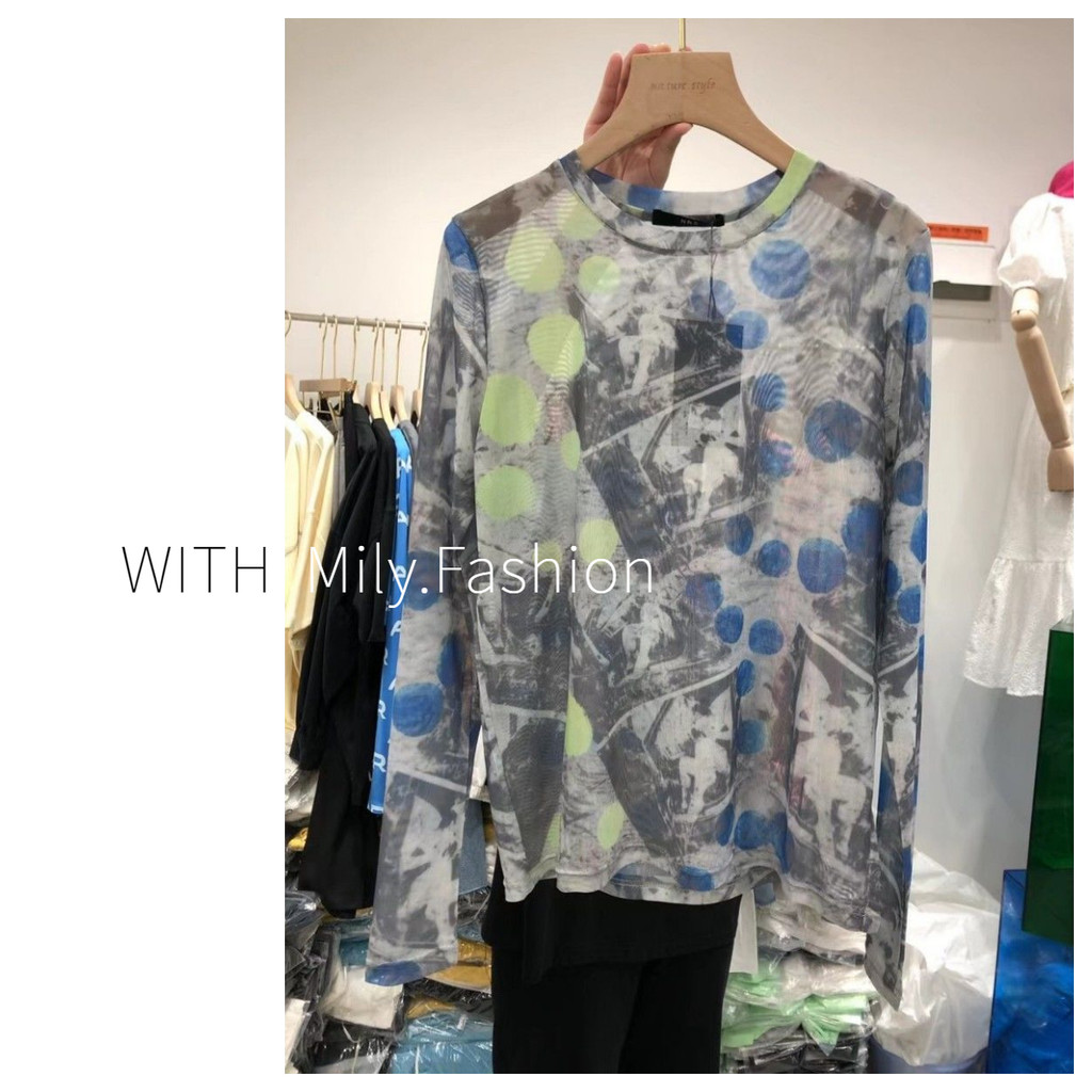Milyfashion Tie-Dye Đế gạc in hình Slim-fit Dài tay T Summer Thin Sunscreen See @ -