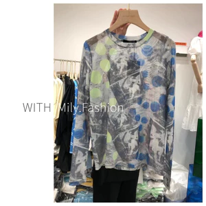 Milyfashion Tie-Dye Đế gạc in hình Slim-fit Dài tay T Summer Thin Sunscreen See @ -
