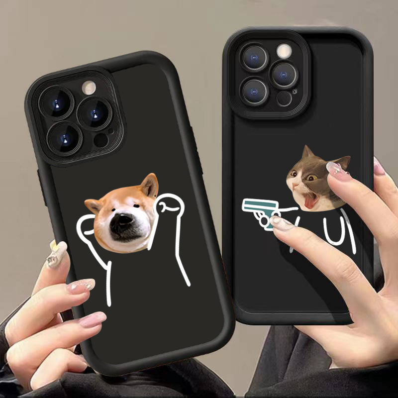 Vỏ Tương Thích Cho Redmi Note 14 13 11 12 Pro Plus 5G 12S 11S 10s 10 Pro Redmi 14C 13C 13 12C 4G Chó Mèo Dễ Thương Cặp Đôi Mắt Góc Chống Sốc Vỏ Silicon Mềm