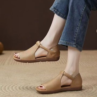 Dép sandal phẳng hở mũi cho phụ nữ với dây đeo thoải mái