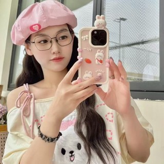 Hoạt Hình Dễ Thương 3D Hồng Cà Rốt Thỏ Mềm Silicon Lỏng Ốp Lưng Điện Thoại iPhone 16Promax 13 14 15 Pro Max Chống Sốc Nữ Điện Thoại Di Động