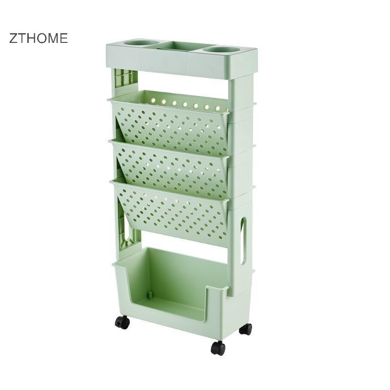ZTHOME Giá để sách di chuyển 5 lớp có bánh xe, Tạp chí tiết kiệm không gian & Giá đựng đồ ăn nhẹ HOT