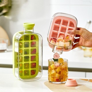 Khay Làm Đá Silicone Bình Nước Đá Viên 2 Trong 1 Nắp Nhấn Tiện Lợi Dễ Lấy Đá & Làm Sạch Nhanh Chóng