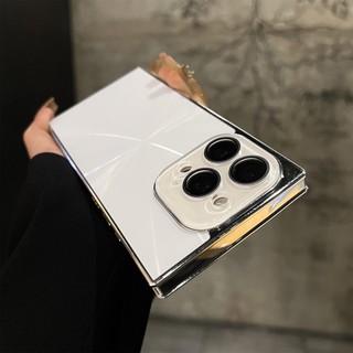 Ốp Điện Thoại Ống Kính Pha Lê Aurora Mạ Điện Vuông Sang Trọng Cho iPhone16 15 14 13 Pro Max Bảo Vệ Camera Chống Sốc Ốp Lưng Cứng Chống Rơi