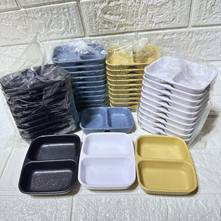 [Giá Xưởng] Combo 10 Khay Chấm 2 Ngăn Melamine Nhỏ 9x7cm – Đựng Muối Tiêu, Nước Mắm Tiện Lợi