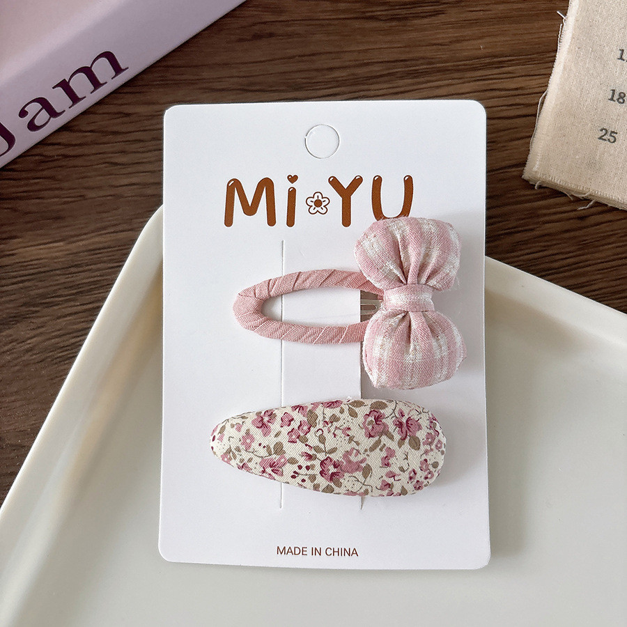 Cô Gái Nơ Màu Hồng Kẹp Tóc Bộ Hoa Nơ Nổ Kẹp Tóc