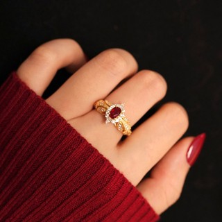 Châu Âu Mỹ ins Phong Cách Mới Mô Phỏng Ruby Mở Nhẫn Nữ