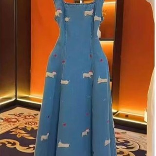 Chó Con Thêu Áo Vest Váy Denim Hoạt Hình Hàng Hóa Mùa Hè Plus Kích Thước Mỏng Hơn
