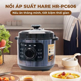 Nồi áp suất điện Hare HR PC606dung tích 6L công suất 1000W lòng nồi chống dính, bảo hành 12 tháng