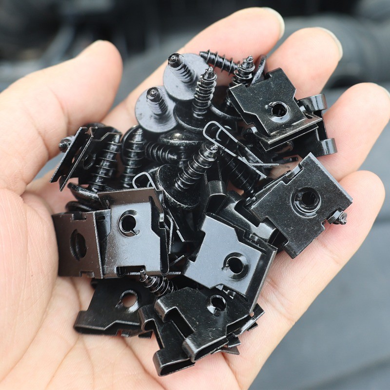 10 Bộ Kẹp Xe Chống Rỉ Bền Đẹp - Miếng Đệm Kim Loại Loại U Đa Năng Có Ốc Vít Tự Bắt